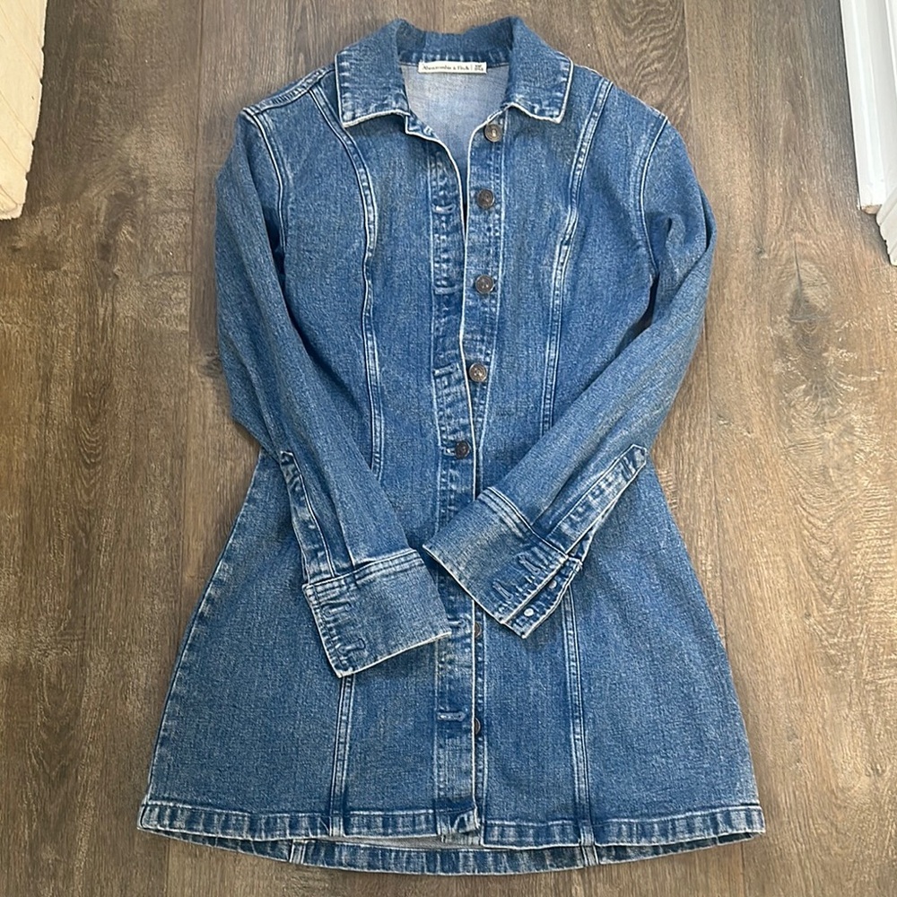 Abercrombie & Fitch Blue Long Sleeve Denim Jean Shirt Dress like new
